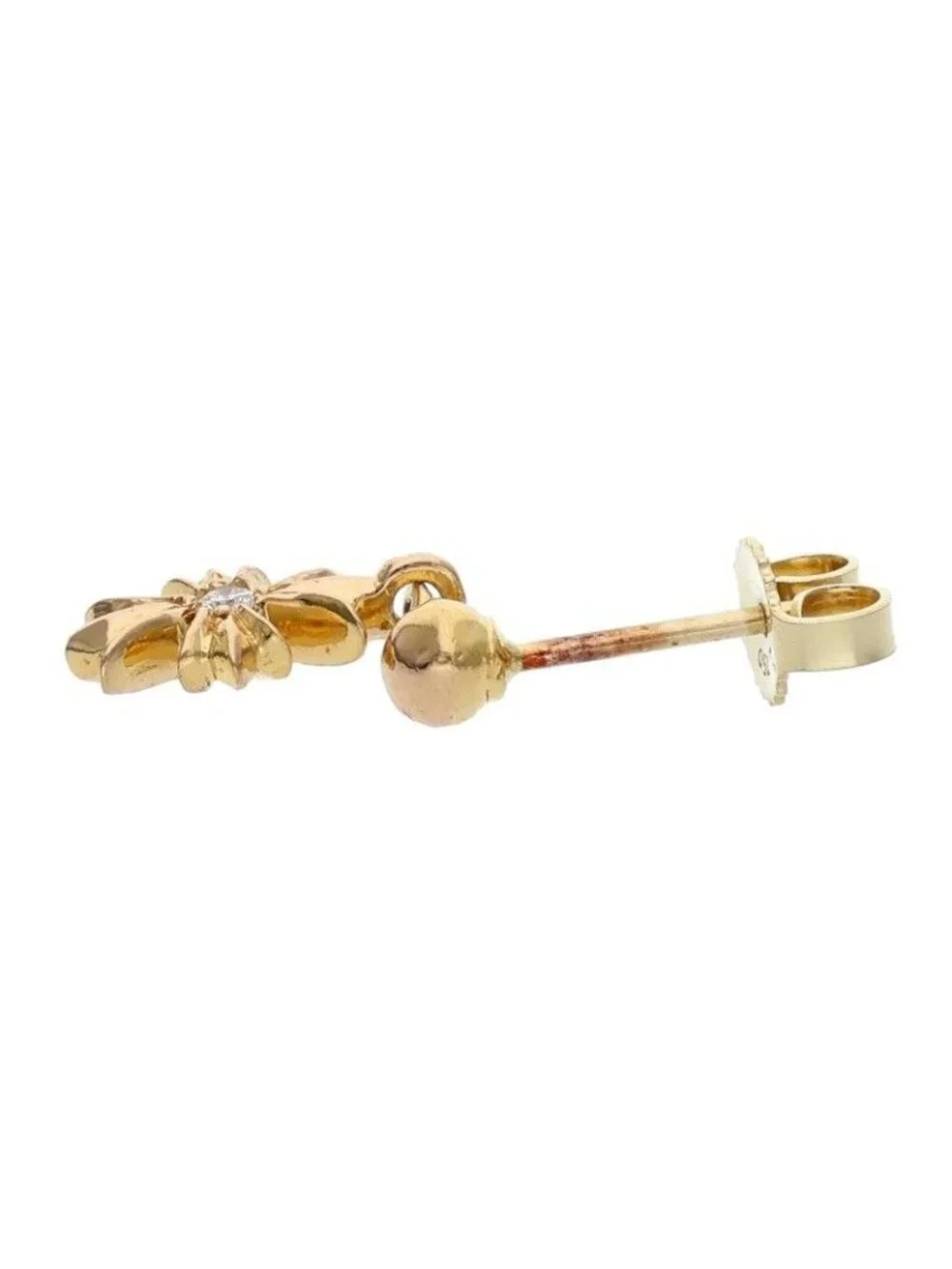 Chrome Hearts 22k Tny CH Pls Dia Tiny Ech Plus Drop Gold Earrings